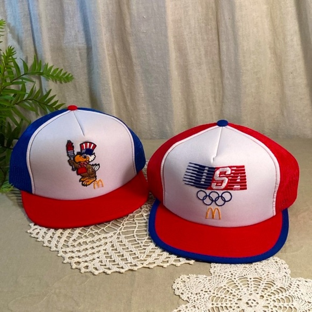 Vintage USA 1984 Olympics Trucker Hats McDonald’s Taiwan ROC NOS